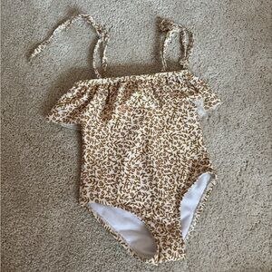 Rylee + Cru Brown Floral Kids Swim One Piece